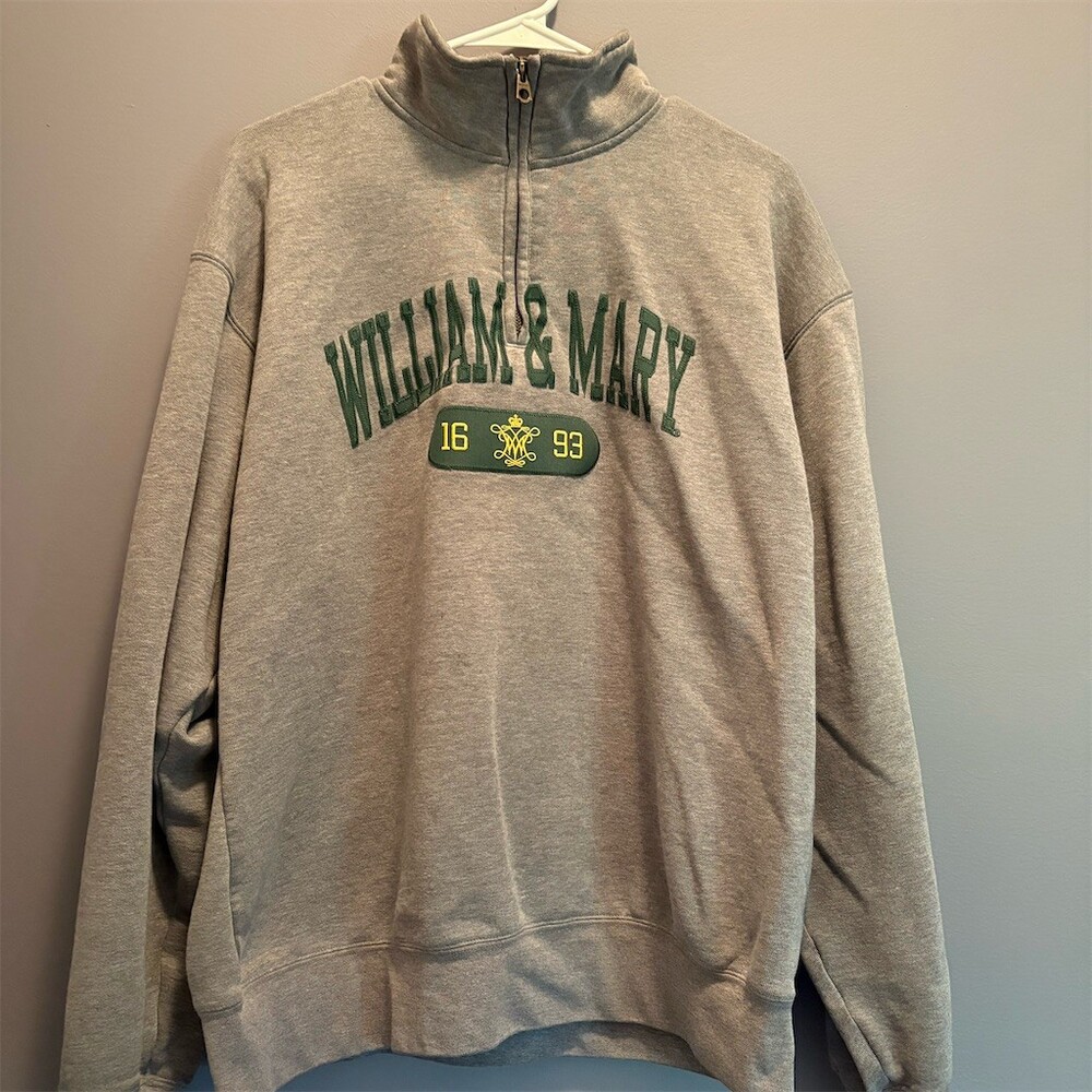 JanSport William & Mary 1/4 Zip Pullover Sweatshirt Gray Mens L Crest - Picture 1 of 7